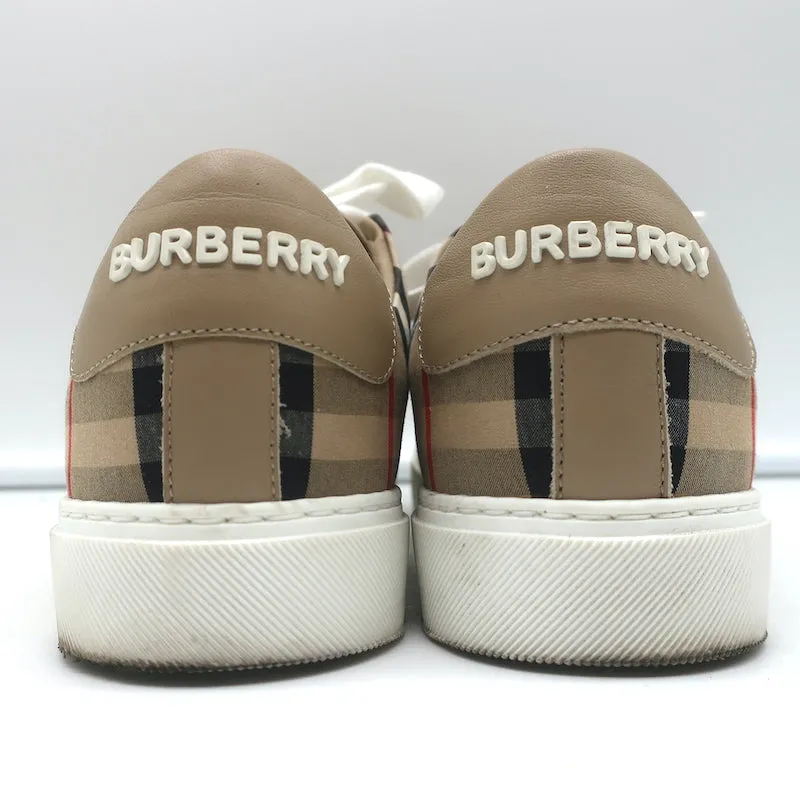 Burberry Vintage Check and Leather Low Top Sneakers Archive Beige Size 35.5
