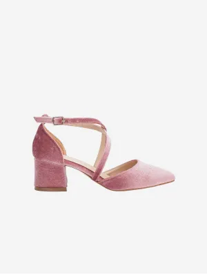 Dolly Vegan Velvet Block Heels | Rose