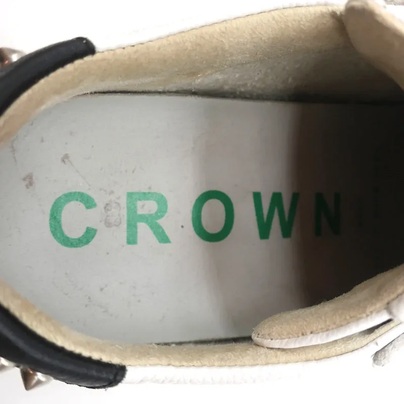 Leather Crown Iconic Stud Low Top Sneakers White & Black Leather Size 38