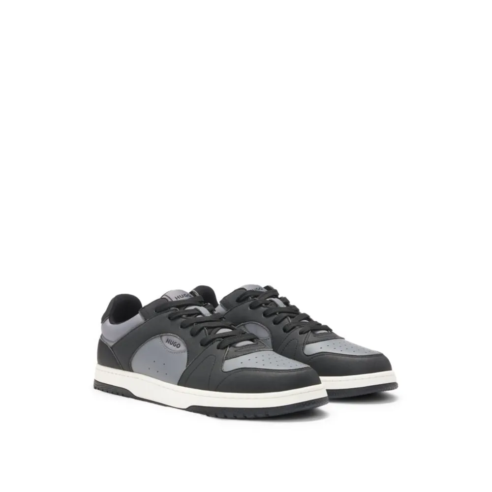 Low-top trainers with faux leather