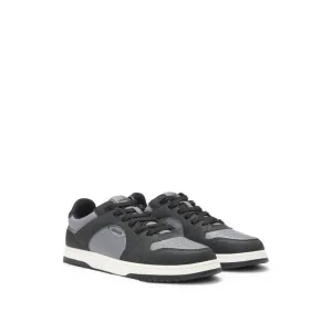 Low-top trainers with faux leather