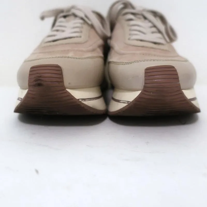 Massimo Dutti Platform Low Top Sneakers Nude Suede & Leather Size 36