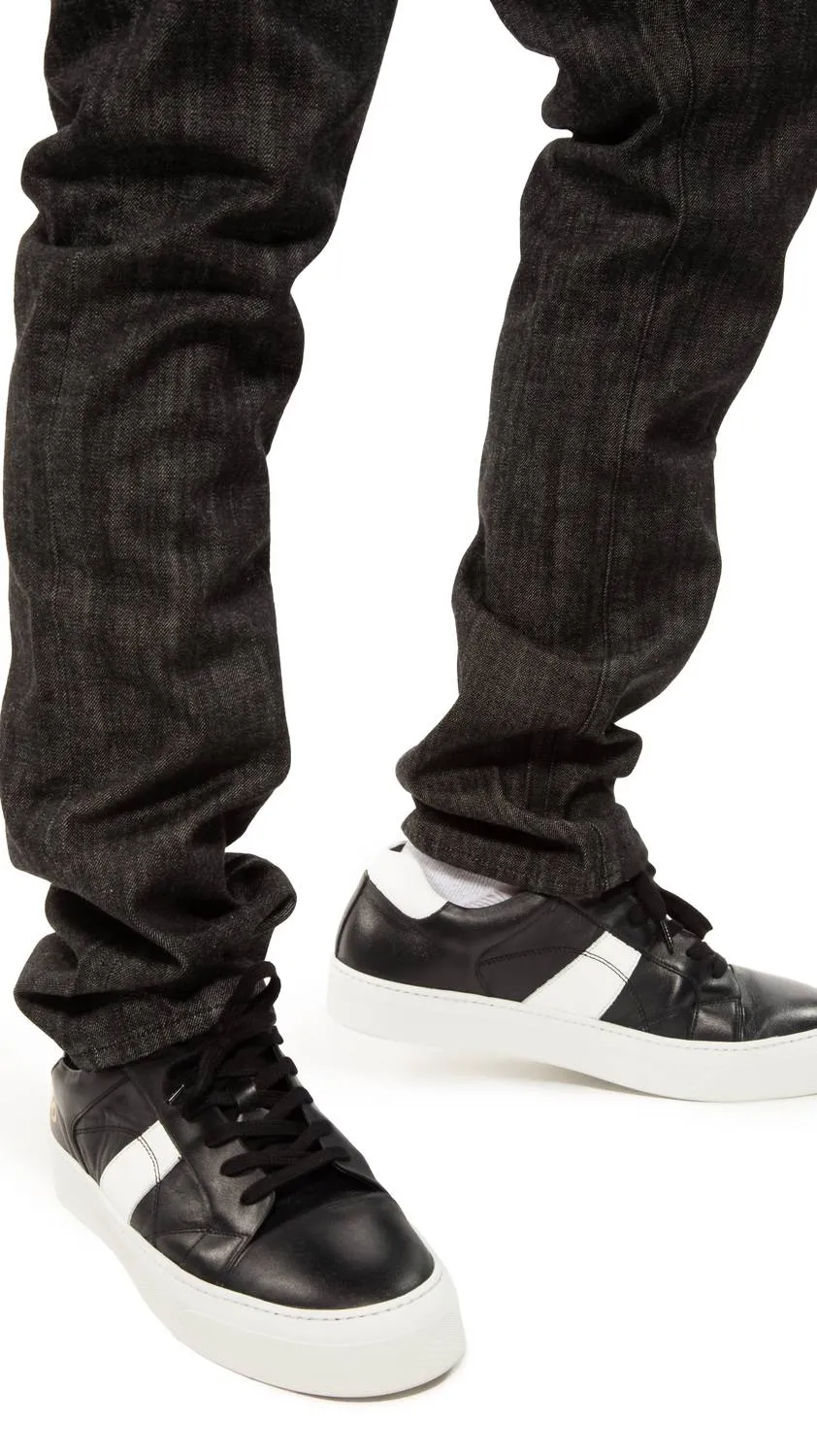 Men's Leather Low-Top Sneaker In Black