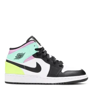 NIKE AIR JORDAN 1 MID GS PASTEL BLACK TOE -