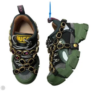 Shoes Luxury Designer By Gucci In Black & Green, Size: 5.5