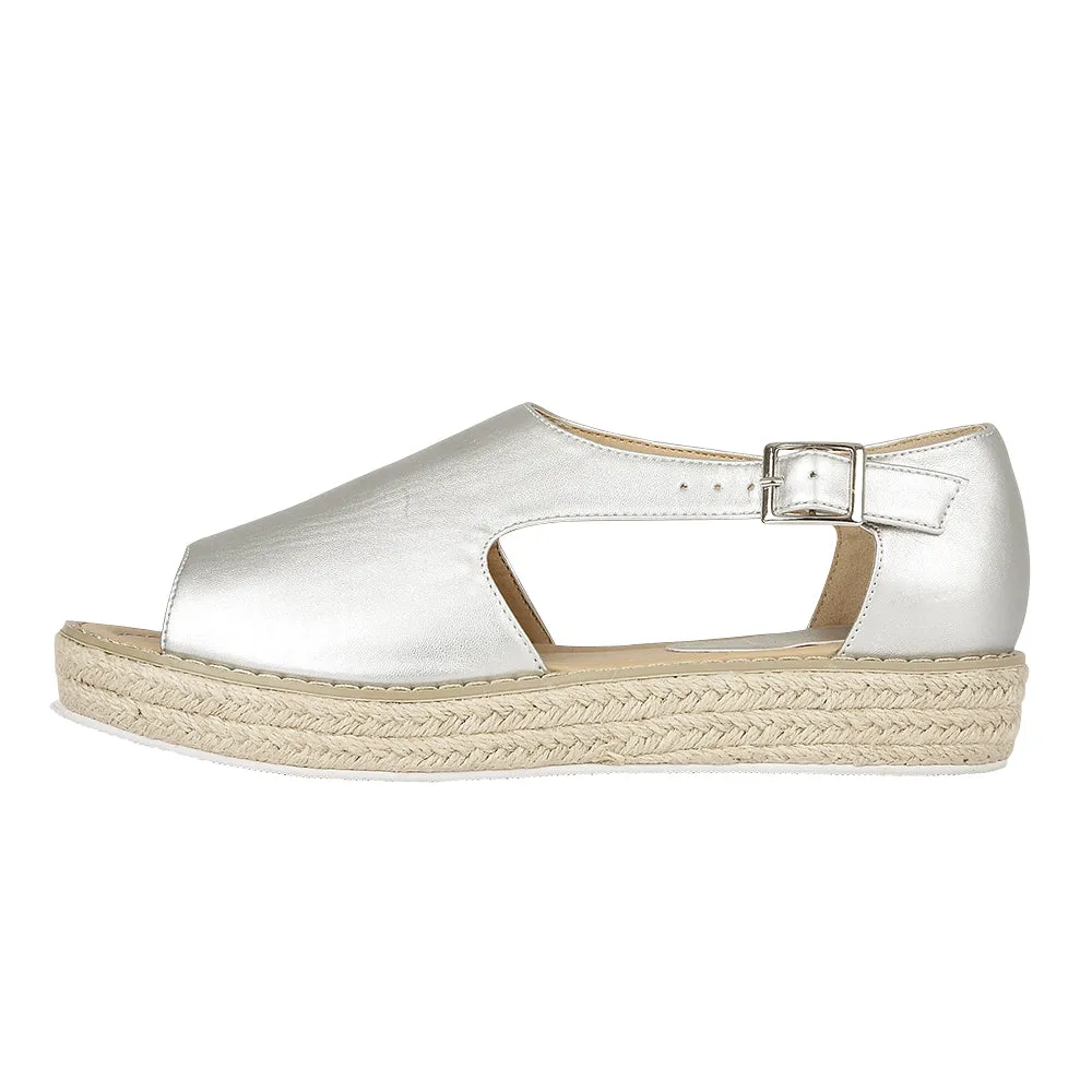 Silver Flat Shoes