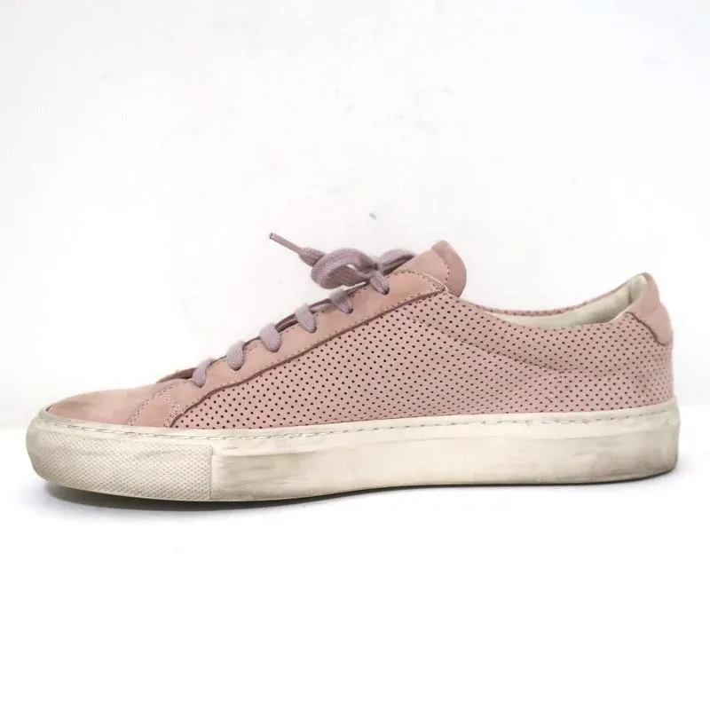 Woman by Common Projects Achilles Low Top Sneakers Pink Perforated Suede Size 38