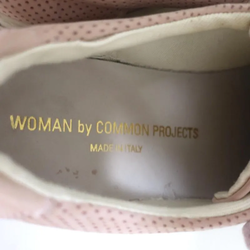 Woman by Common Projects Achilles Low Top Sneakers Pink Perforated Suede Size 38