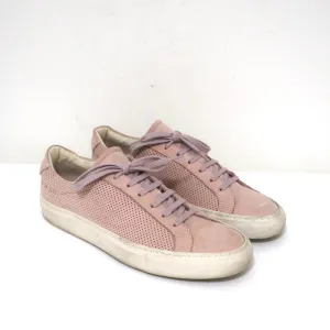 Woman by Common Projects Achilles Low Top Sneakers Pink Perforated Suede Size 38