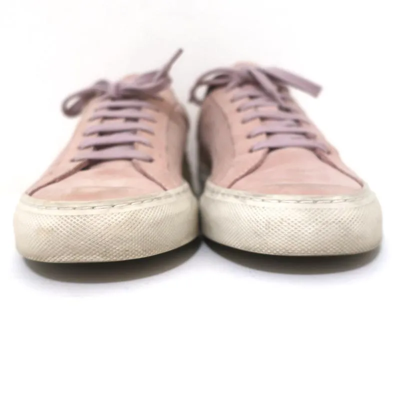 Woman by Common Projects Achilles Low Top Sneakers Pink Perforated Suede Size 38