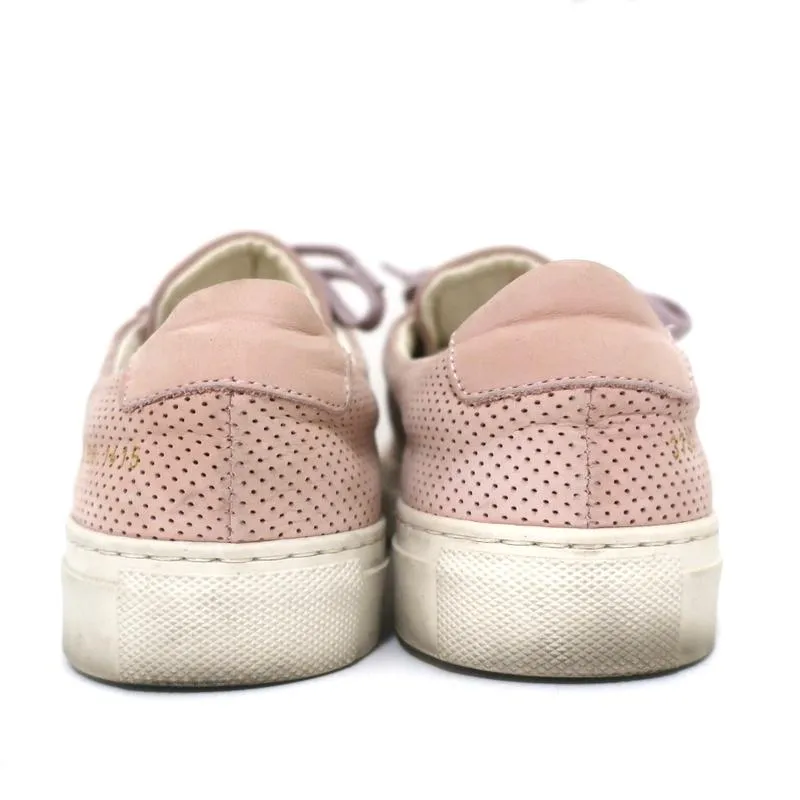 Woman by Common Projects Achilles Low Top Sneakers Pink Perforated Suede Size 38