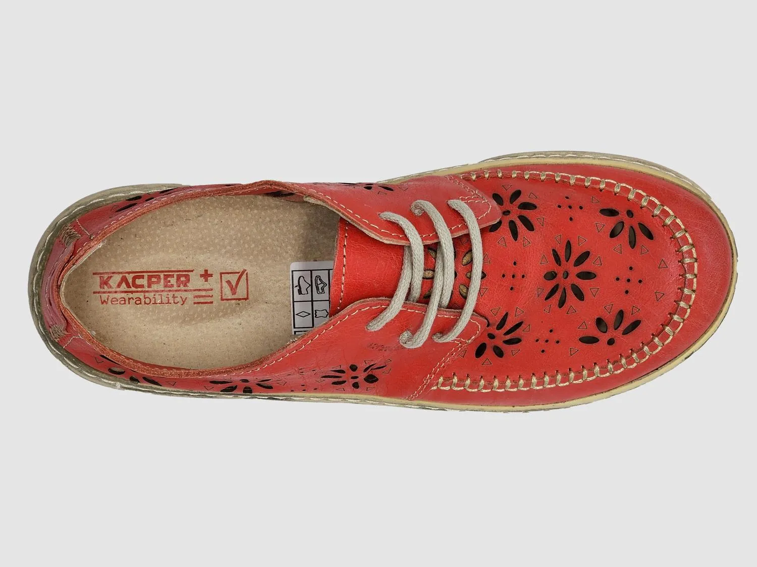 Women's Timeless Flower Low-Top Leather Shoes In Red