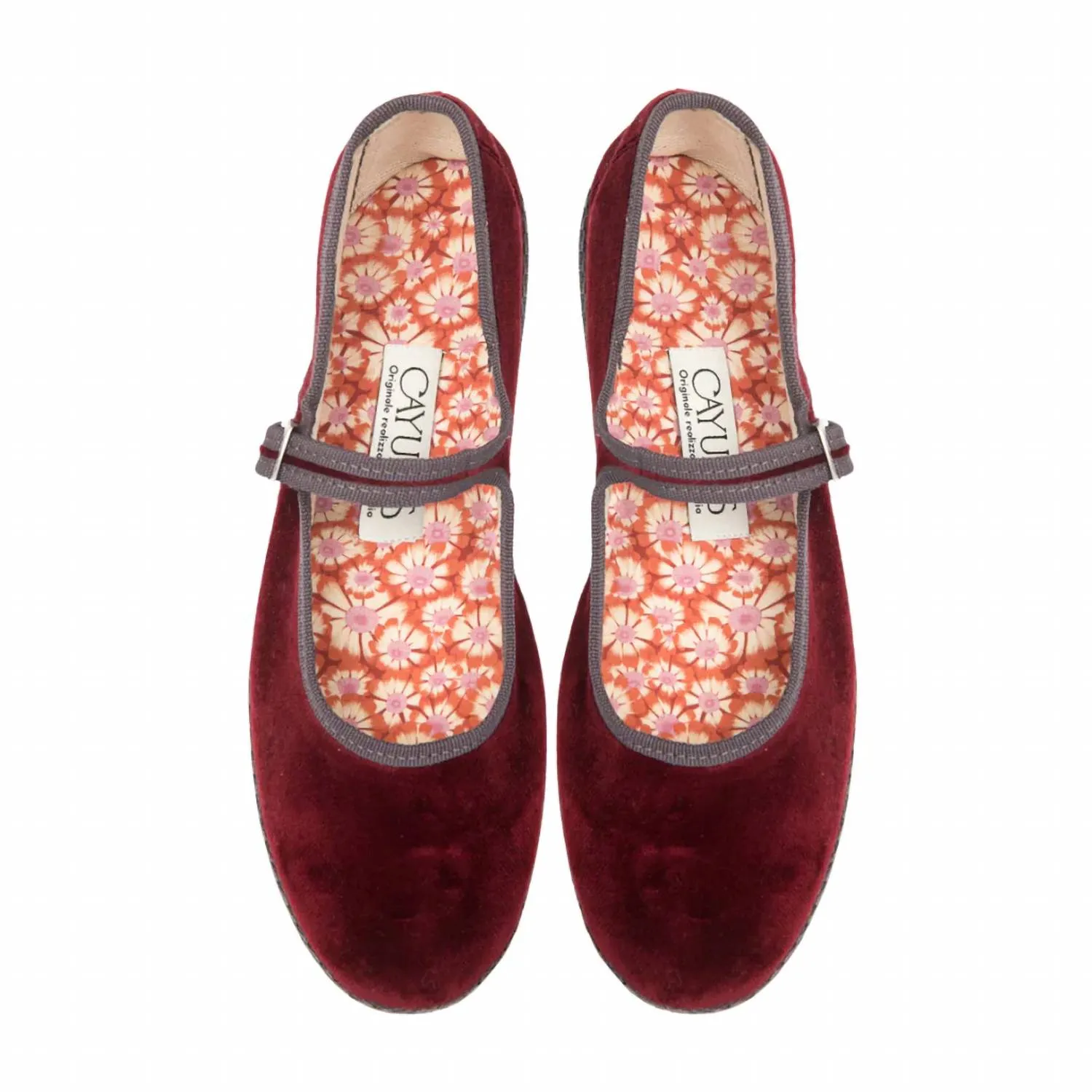 Women's Velvet Mary Jane Shoes In Bordeaux Red